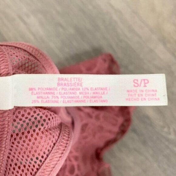 Pink Victoria's Secret VS Lace Bralette Bra cropped Pink Racerback Size Small - Picture 5 of 9